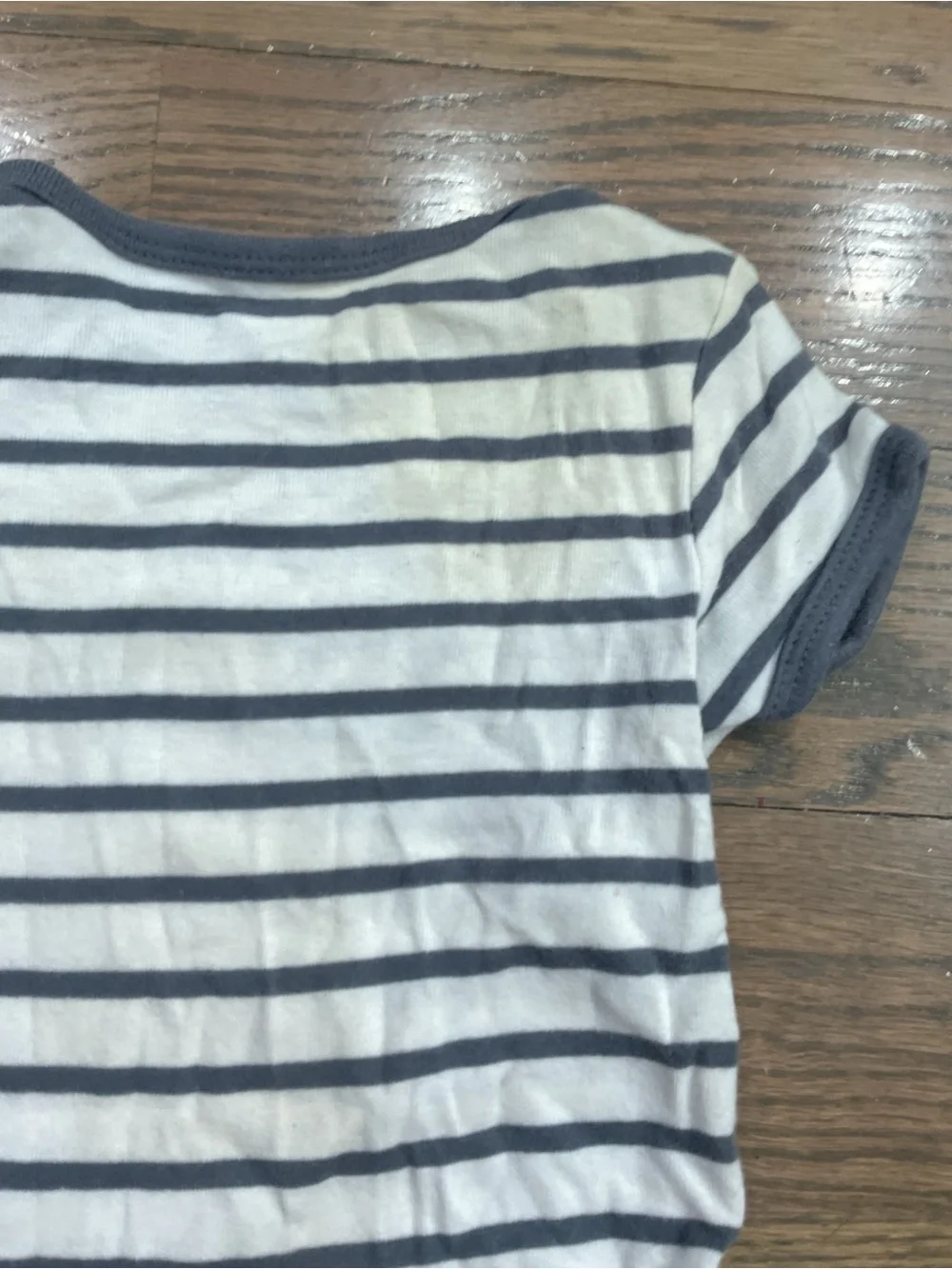 Old Navy Baby White & Navy Striped Short Sleeve One-Piece Size 3–6M